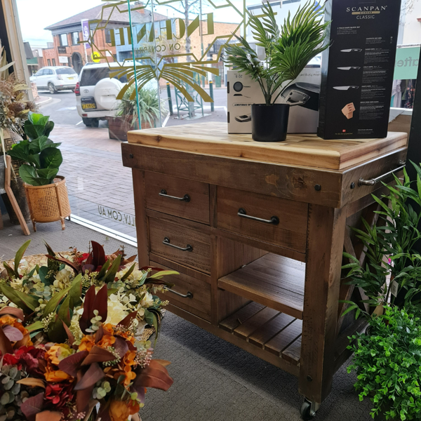 Langdon Butchers Block | Hardwood Top Country Rustic