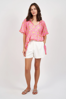 Matilda Short Sleeve Top - Bandhani - Pink | Naudic