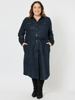 Animal Print Stretch Suede Shirtdress -Navy | Gordon Smith