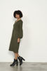 Half Rib Knit Dress Puff Sleeve - Olive | Caju