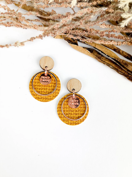 Mini Mustard Textured Stripe Round Drops | Nancy Joanna Concrete Collection