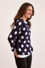 Cotton/ Cashmere LS Spot Sweater - Navy/Cream | Seesaw