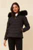 Faux Fur Puffer Jacket - Black | Caroline K Morgan