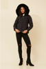 Faux Fur Puffer Jacket - Black | Caroline K Morgan