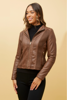 Becky Vegan Leather Biker Jacket - Tan  | Caroline K Morgan