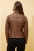 Becky Vegan Leather Biker Jacket - Tan  | Caroline K Morgan