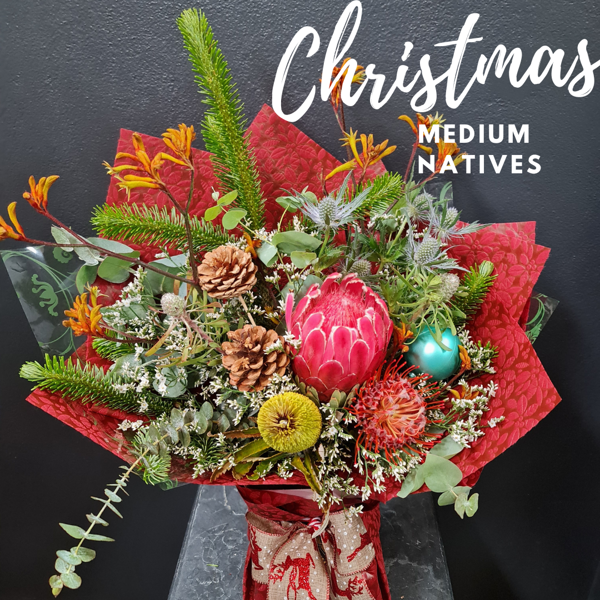 Medium Christmas Wrapped Bouquet | Natives