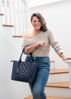 Remi Quilted Tote - Navy | Liv & Milly