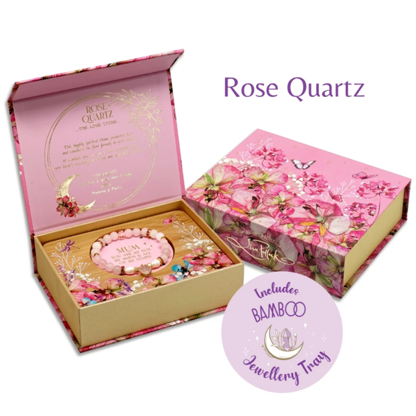 Heart Shaped Crystal Bracelet Gift Set - Rose Quartz (Mum) | Lisa Pollock