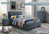 Picture of Byron Fabric Queen Bed Frame with End Draws | Grey