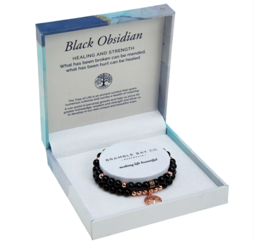 Duo Bracelet Set - Black Obsidian Rose Gold | Bramble Bay Collection