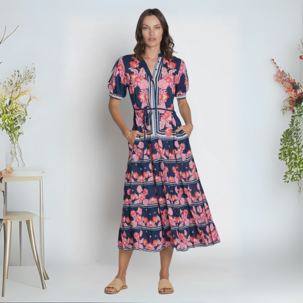 Ladera Midi Dress - Navy | Lula Soul