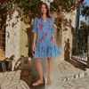 Antibes Dress - Blue  | Rubyyaya