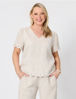 Lilly Scallop Hem Linen Top – Natural  Gordon Smith