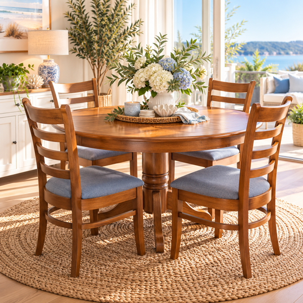 Benowa 5 piece Extention Dining Suite - Padded Chairs | Antique Oak